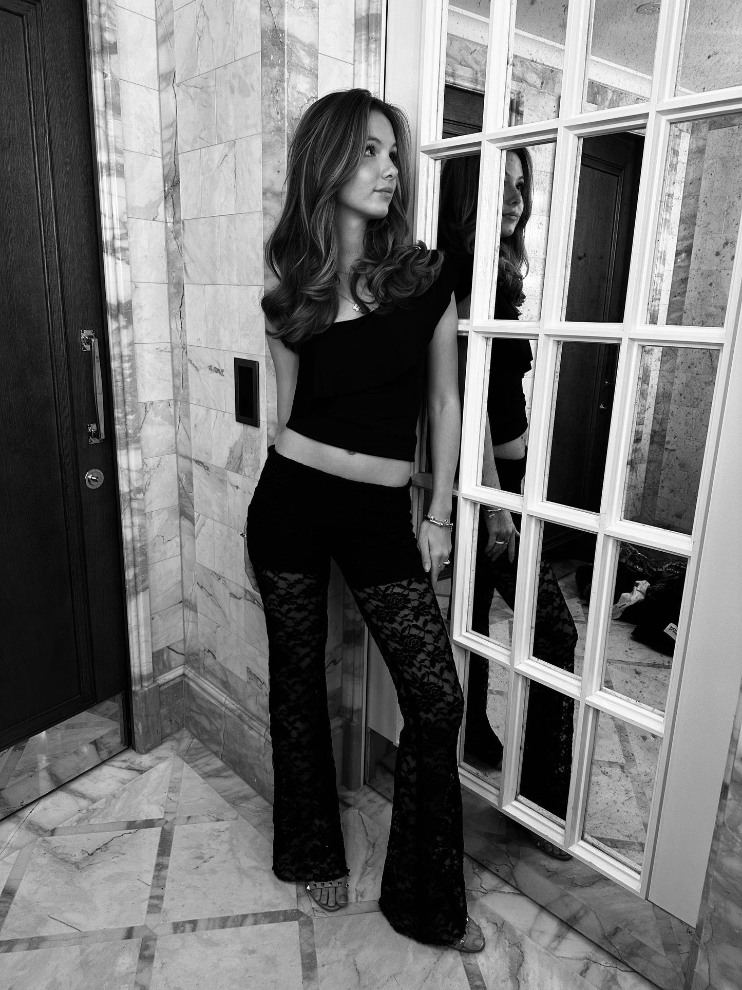 Black lace pants
