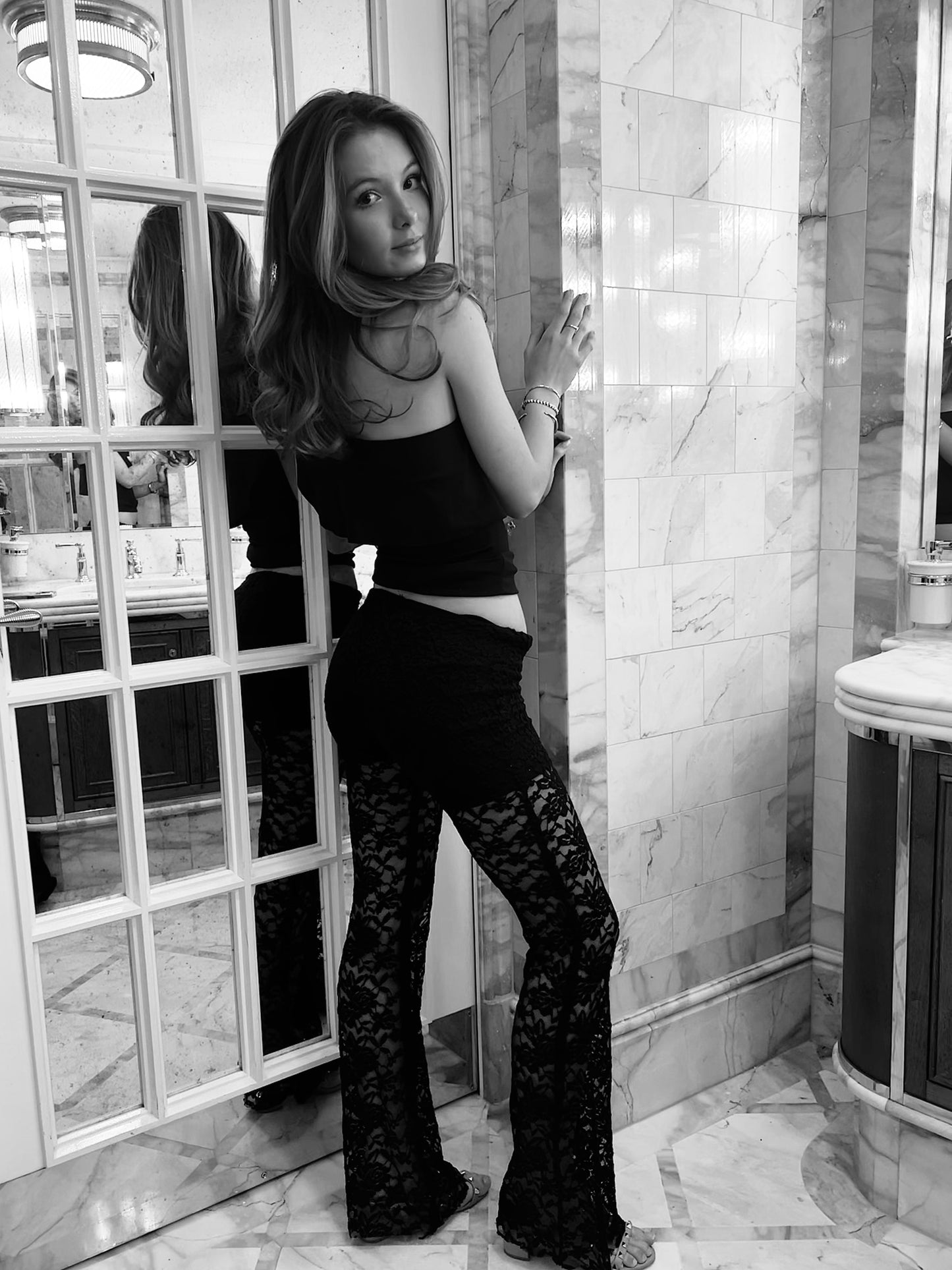 Black lace pants