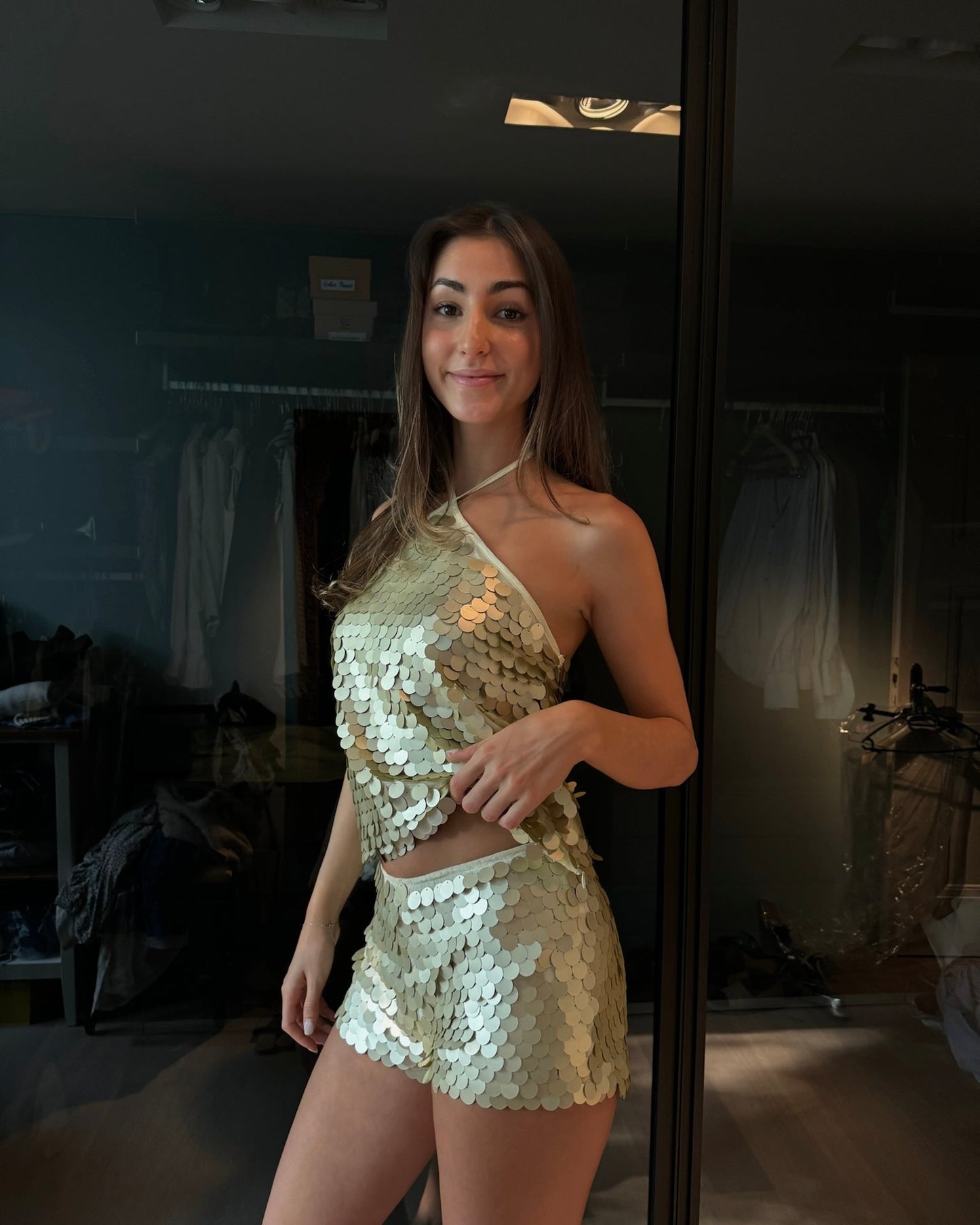 gold/champagne paillette set