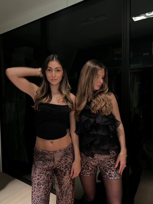 Leopard glitter shorts