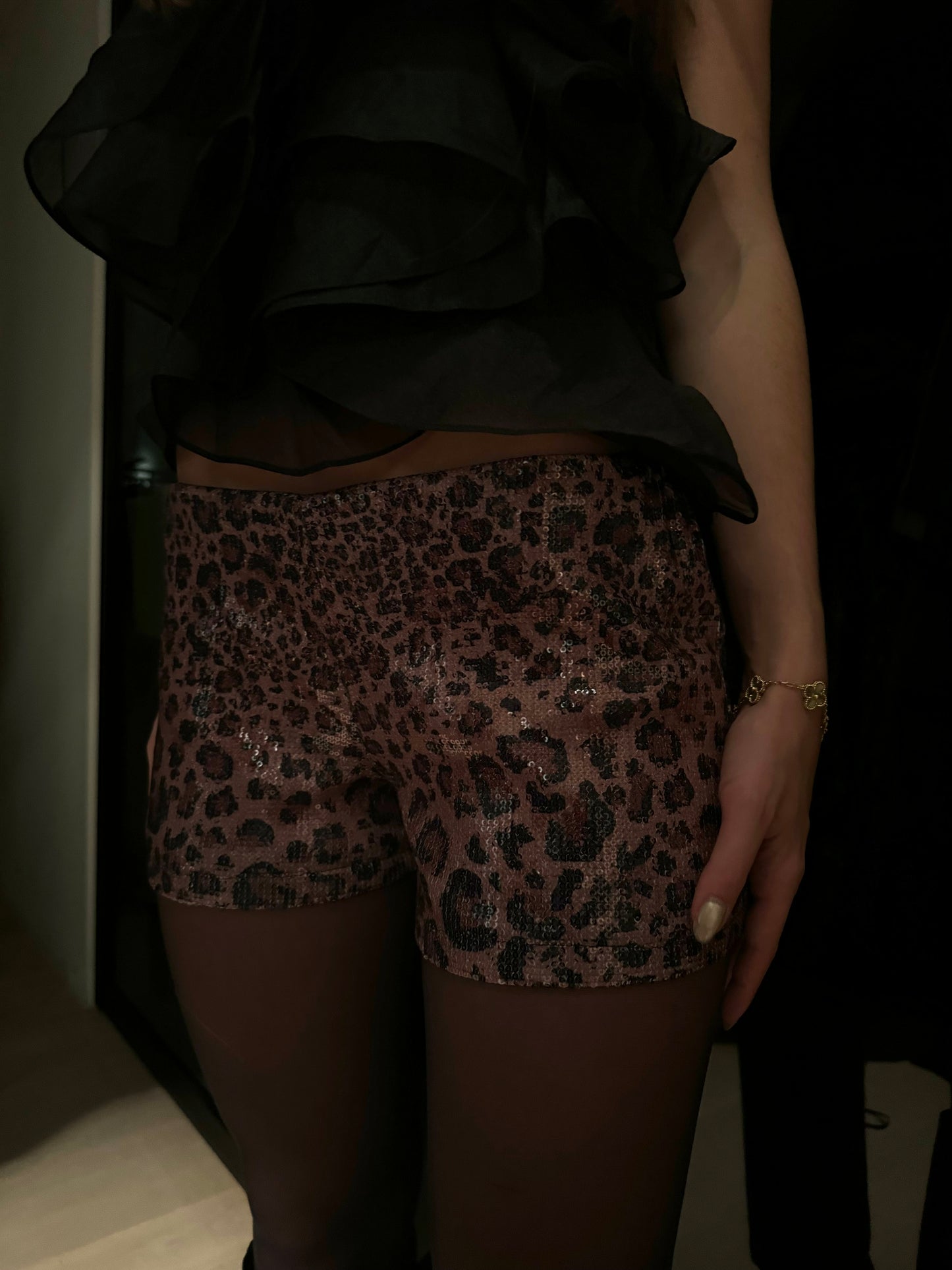 Leopard glitter shorts